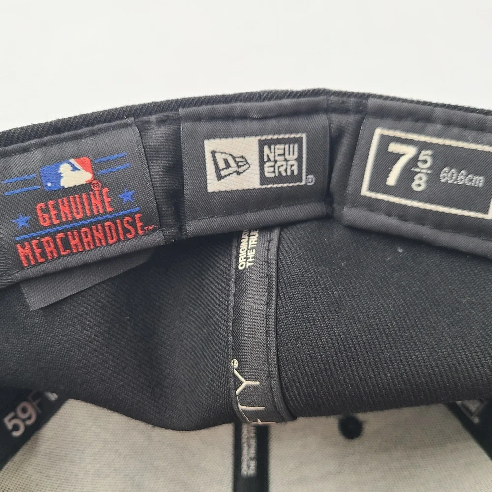 New York Mets Hat‎ Fitted 7 5/8 New Era 59Fifty Black MLB Baseball Logo Wool Men